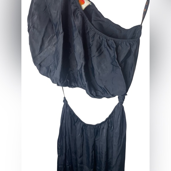 Farm Rio Black One Shoulder Cutout Maxi Dress NWOT Elegant Event Wedding  Small - Picture 5 of 12